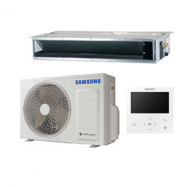 SAMSUNG LSP KANALINIO TIPO ŽEMO SLĖGIO 3.5/4.0KW ORO KONDICIONIERIAUS KOMPLEKTAS SU LAIDINIU PULTELIU