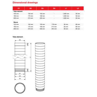 EPP 200 izoliuotas ortakis, Zehnder; L1000mm, D230/200mm